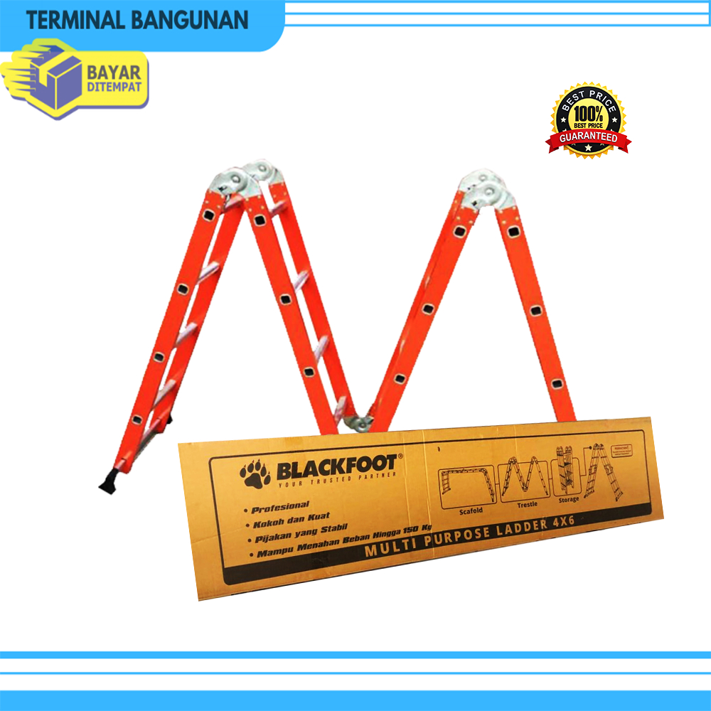 Tangga Lipat Aluminium Multipurpose Blackfoot 4X6 Tangga Alumunium