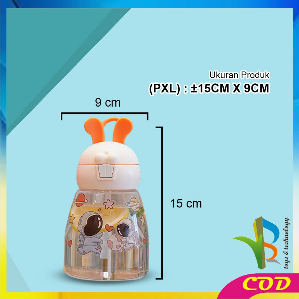 RB-C829 Botol Minum Anak 550ML Motif Kelinci Bunny Botol Air Minum Anak / Tempat Minum Anak dengan Sedotan Tali Panjang Anti Pecah Anti Tumpah