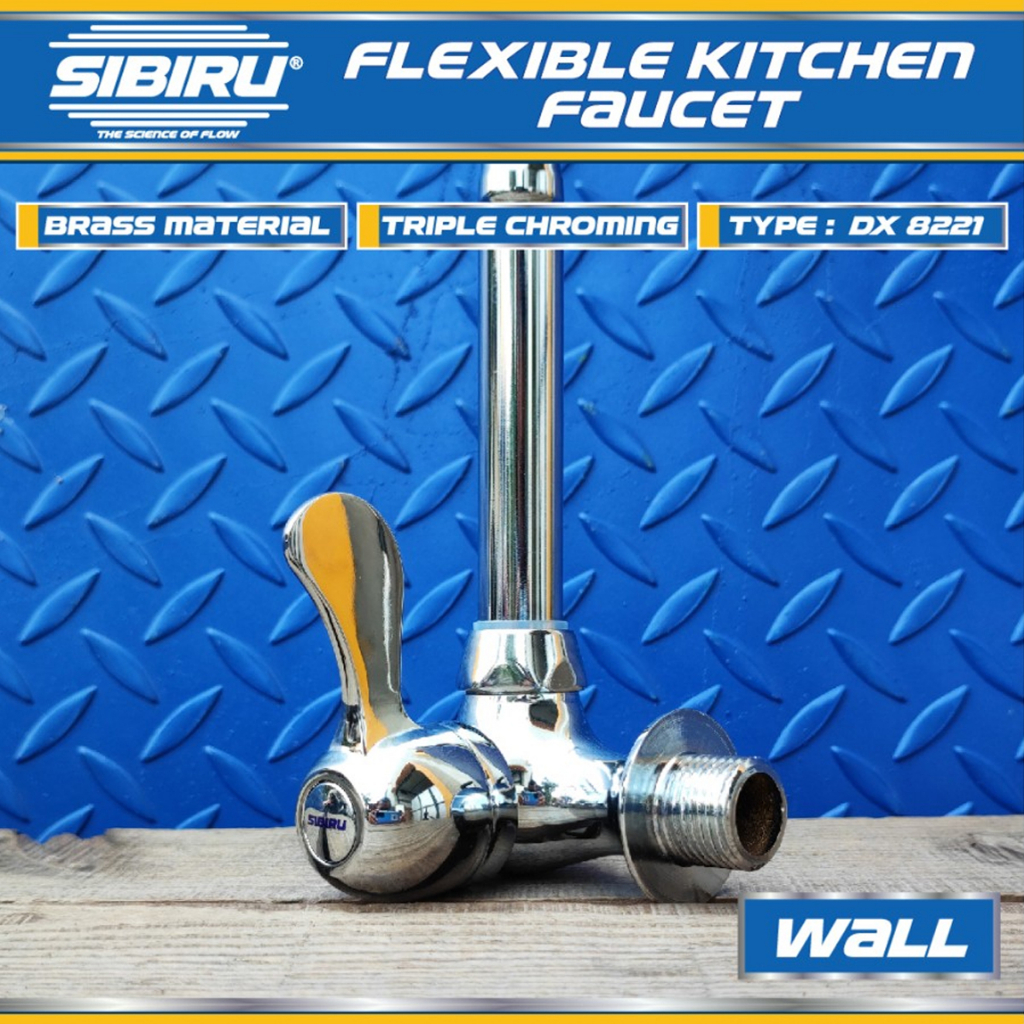 Kran Keran Air Tembok Flexible Kuningan Original Sibiru Sink Wastafel Dapur DW 8221