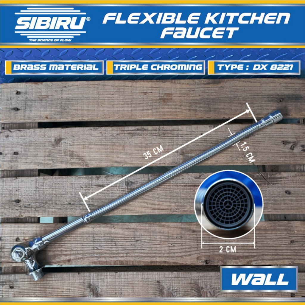 Kran Keran Air Tembok Flexible Kuningan Original Sibiru Sink Wastafel Dapur DW 8221