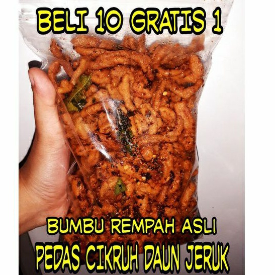

Enak Banget Keripik Usus Rempah Pedas Daun Jeruk 250 Gram