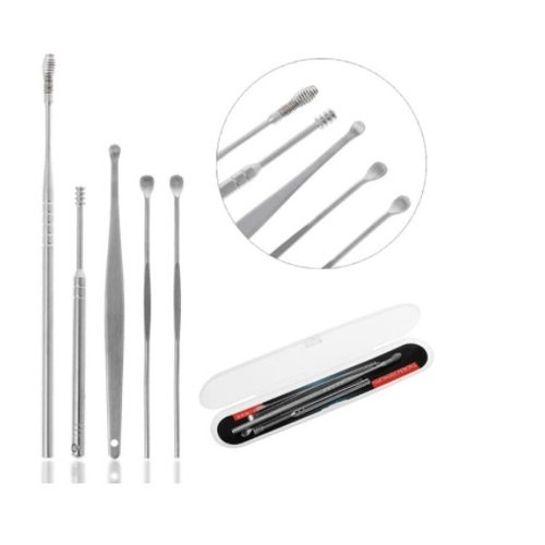 Korek Kuping 5in1/Pembersih Telinga Portable Ear Pick Stainless Steel Promo Sen