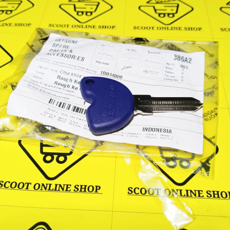 Kunci Biru Vespa Matic / Kunci Duplikat / Blank Key Vespa Matic Original Piaggio