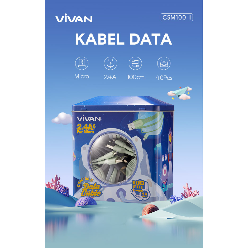 Vivan CSM100 II Micro USB 100cm Kabel Data Cable CSM100 CSM100S 40pcs