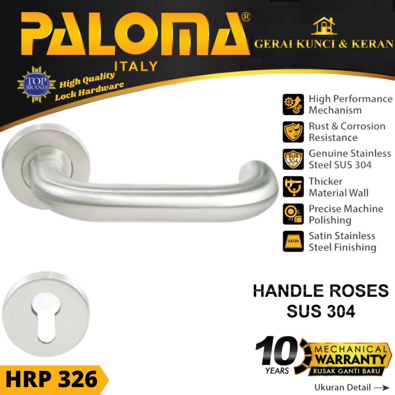 PALOMA HRP 326 Handle Pintu Roses Stainless Steel Lever Gagang Door Pintu Rumah