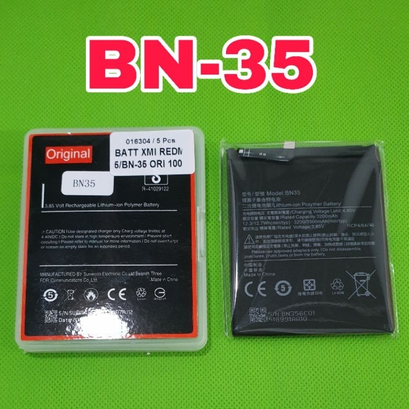 batu batre baterai xiaomi redmi 5 bn35 ori 100a