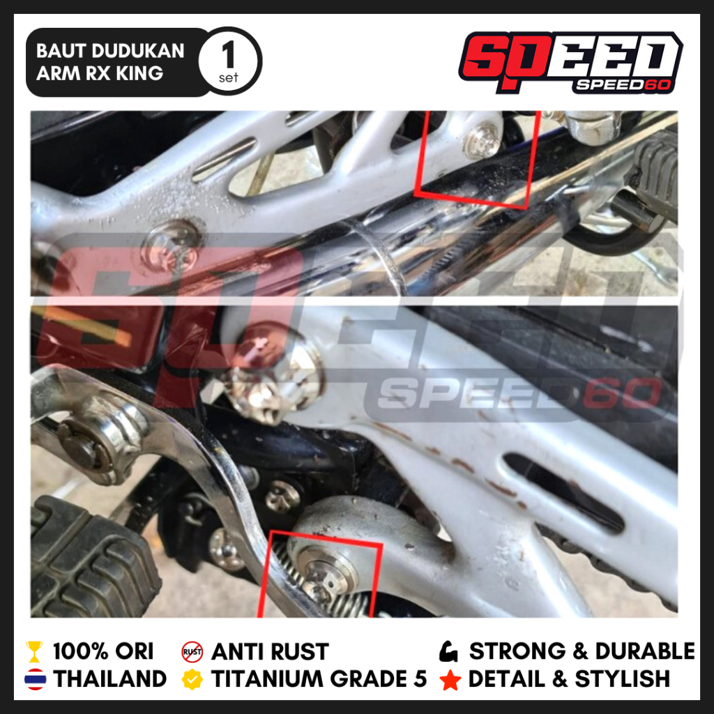 Baut Dudukan Tengah RX King Baut Titanium Grade 5 Thailand King Nut