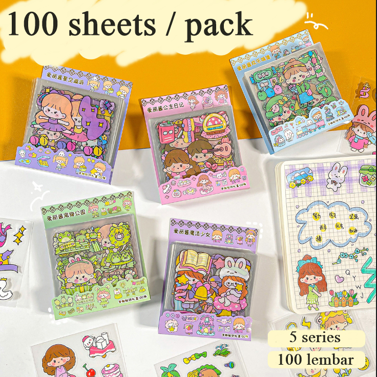 

[ORGM] STICKER VIRAL Estetik Deco Sticker Sticker Jurnal Sticker Cantik Set 100 Lembar