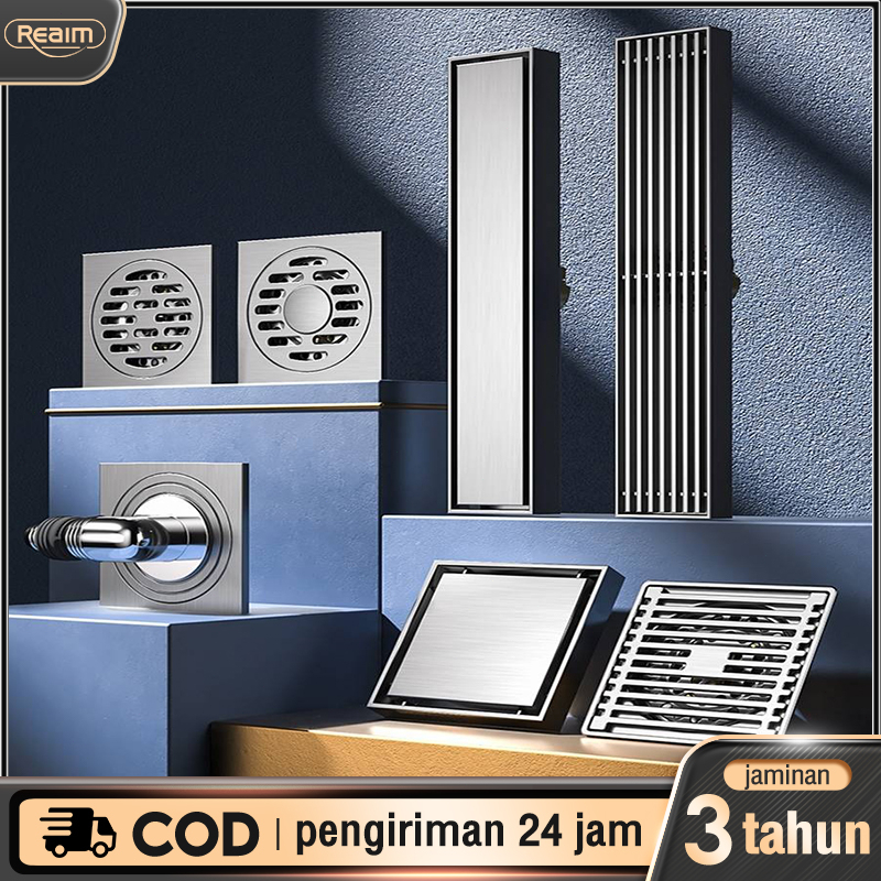 REAIM Floor drain Stainless anti serangga /banjir/kecoa/tikus SUS 304 Tile insert Saringan Strainer Saringan Got Kamar Mandi Anti Bau