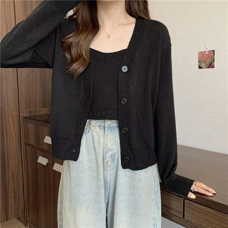 Sani Set Cardigan TankTop 2in1 - Atasan Wanita Rajut Import TM (M2310)