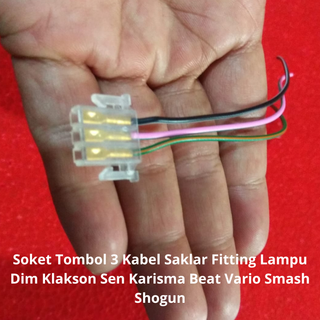 Soket Tombol 3 Kabel Saklar Fitting Lampu Dim & Klakson & Lampu Sen Karisma Beat Vario Smash Shogun