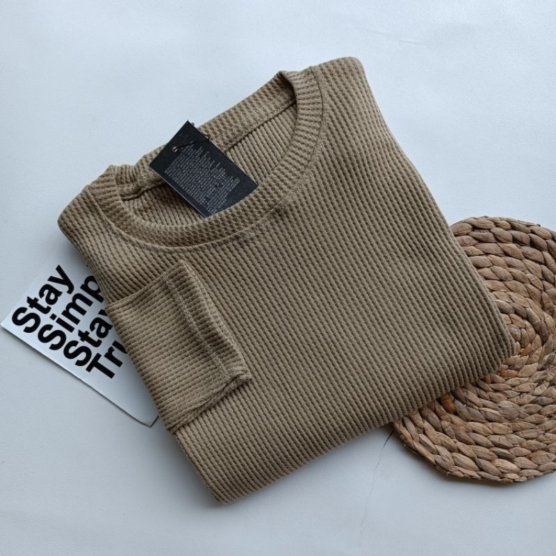 KAOS WAFFLE UNIQLO / KAOS POLOS / KAOS LENGAN PANJANG / KAOS RIB / KAOS CJ