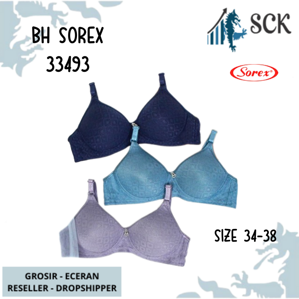 BH SOREX 33493 Tanpa Kawat Busa Tipis Polos CUP A-B / Pakaian Dalam Wanita