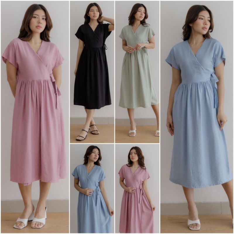 ♡ PREMIUM ♡ ORIGINAL ! JESSICA SLING KIMONO TIED MIDI DRESS ( BUSUI FRIENDLY )