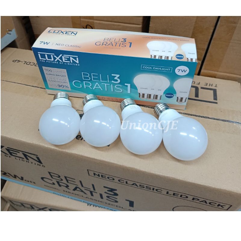 Lampu LUXEN 7W LEDpack 3 gratis 1 NEO CLASSIC  E27 220V