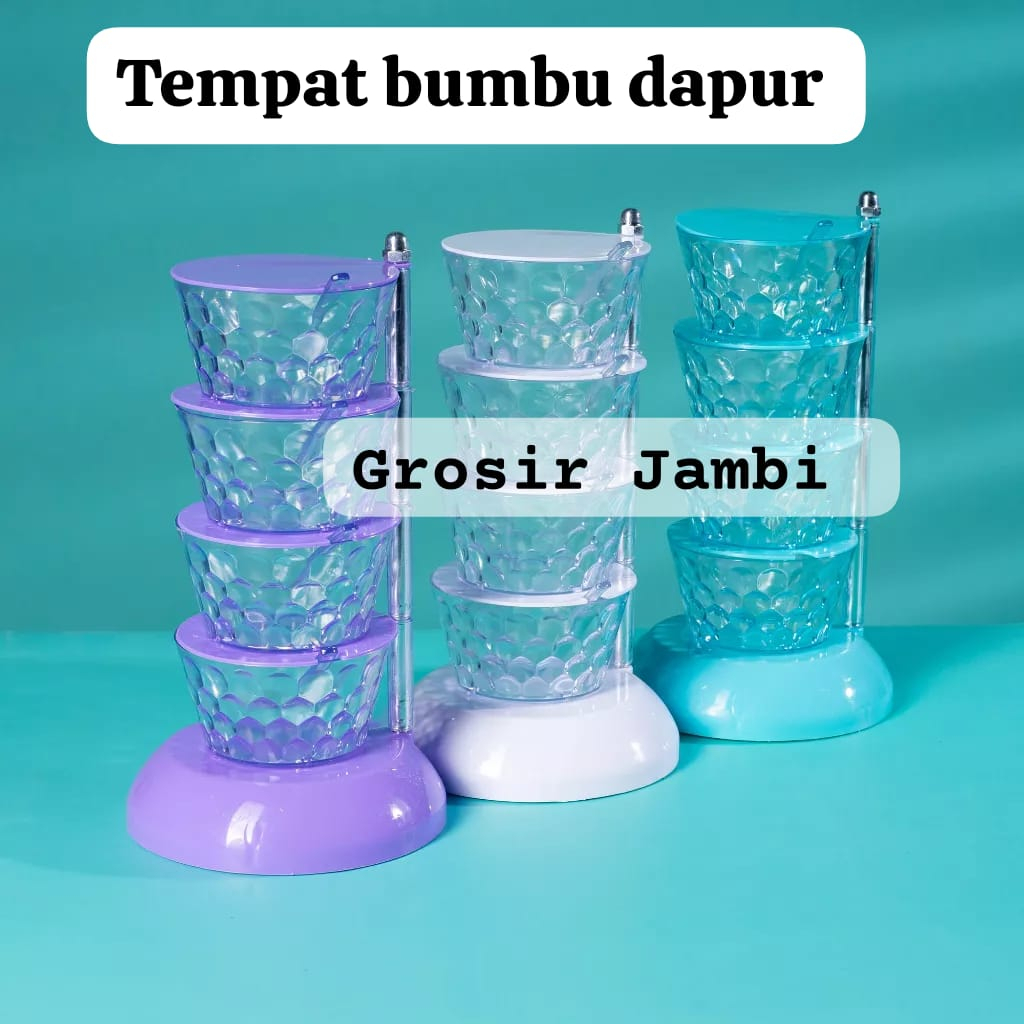 Tempat bumbu dapur rak putar 4 susun-4 terus seasoning box/rak putar bumbu/tempat bumbu akrilik