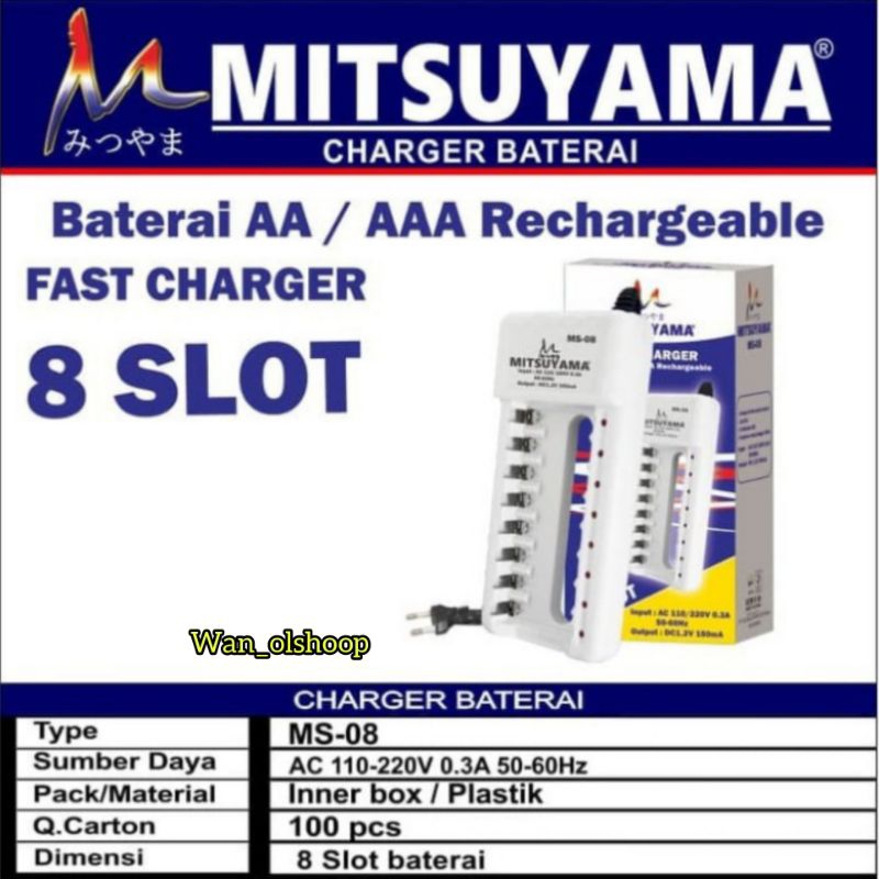 Charger baterai AA/AAA Battery Mitsuyama MS-08  8 Slot Fast cahjer