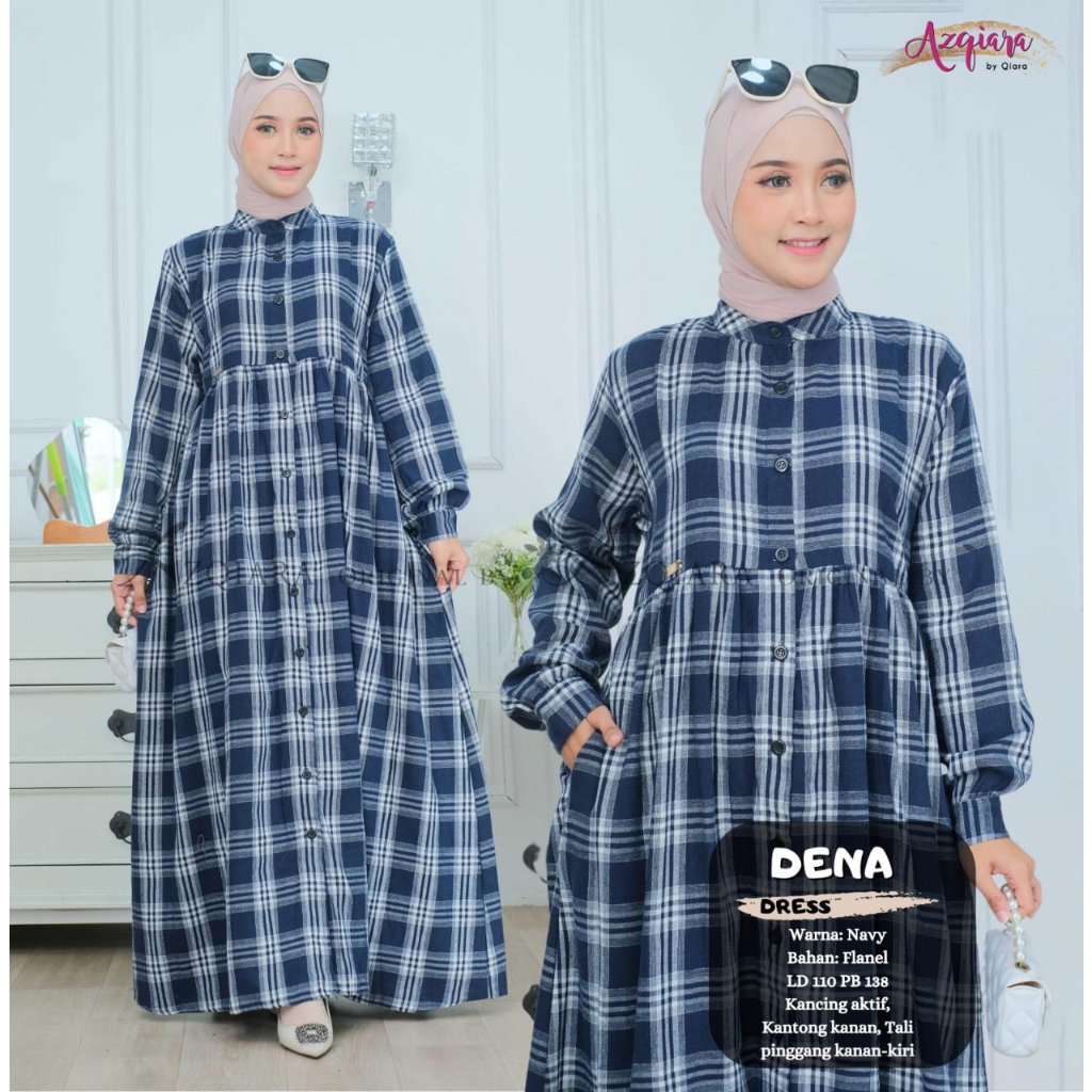 Dena Dress Gamis Muslim Katun Flanel Original Produk By Azqiara