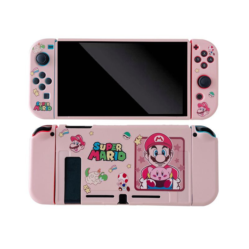 Case Nintendo Switch OLED v2 v1 Casing Super Mario Bros Soft Pink