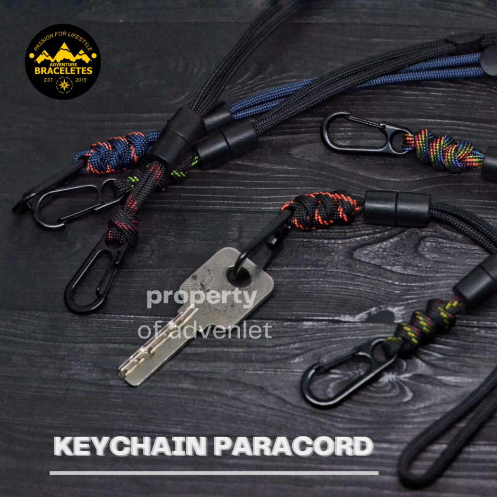 Gantungan Kunci Tali Paracord 4mm Tactical Pengait Besi Snaphook Keychain Mobil Motor Rumah