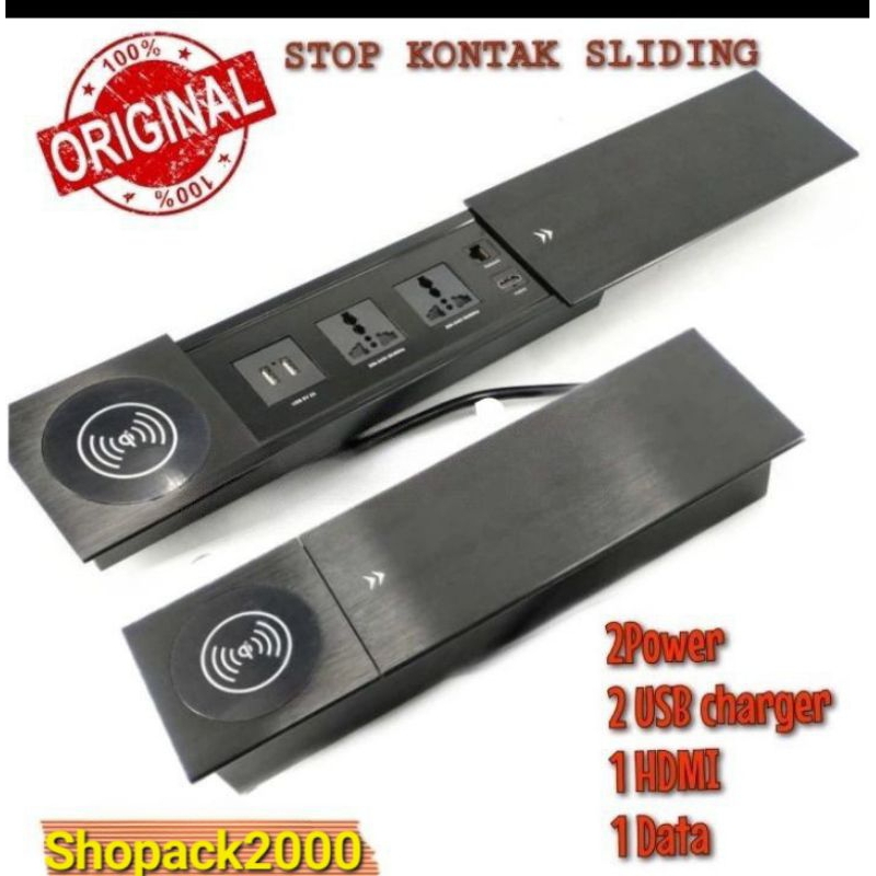 STOP KONTAK SLIDING 2 POWER + 2 USB CHRAGER + HDMI + DATA + CHARGER WIRELES