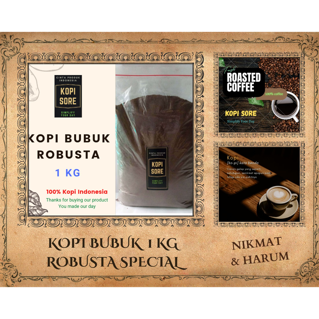 Kopi Bubuk ROBUSTA SPECIAL 1 Kg - Dijamin Nikmat Rasanya.