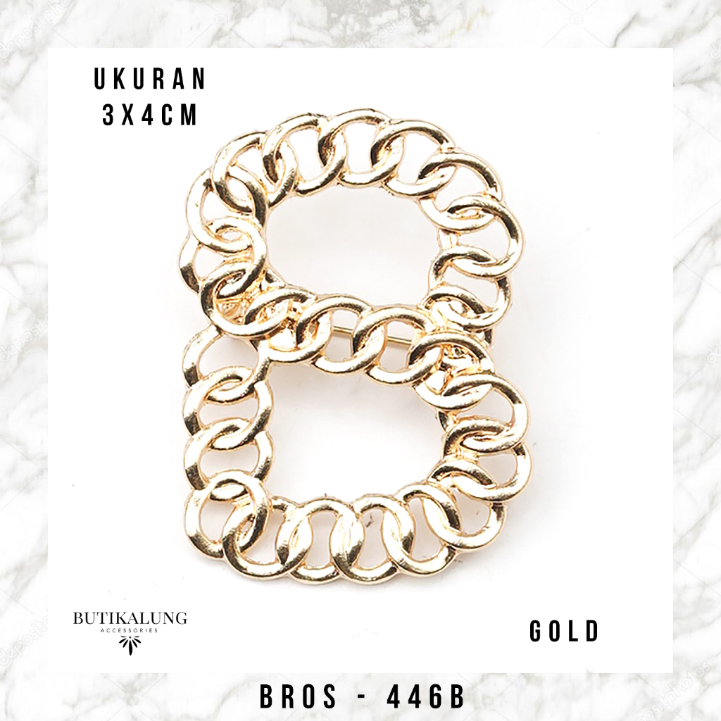 BROS HURUF B UKURAN 4 CM WARNA GOLD ELEGANT