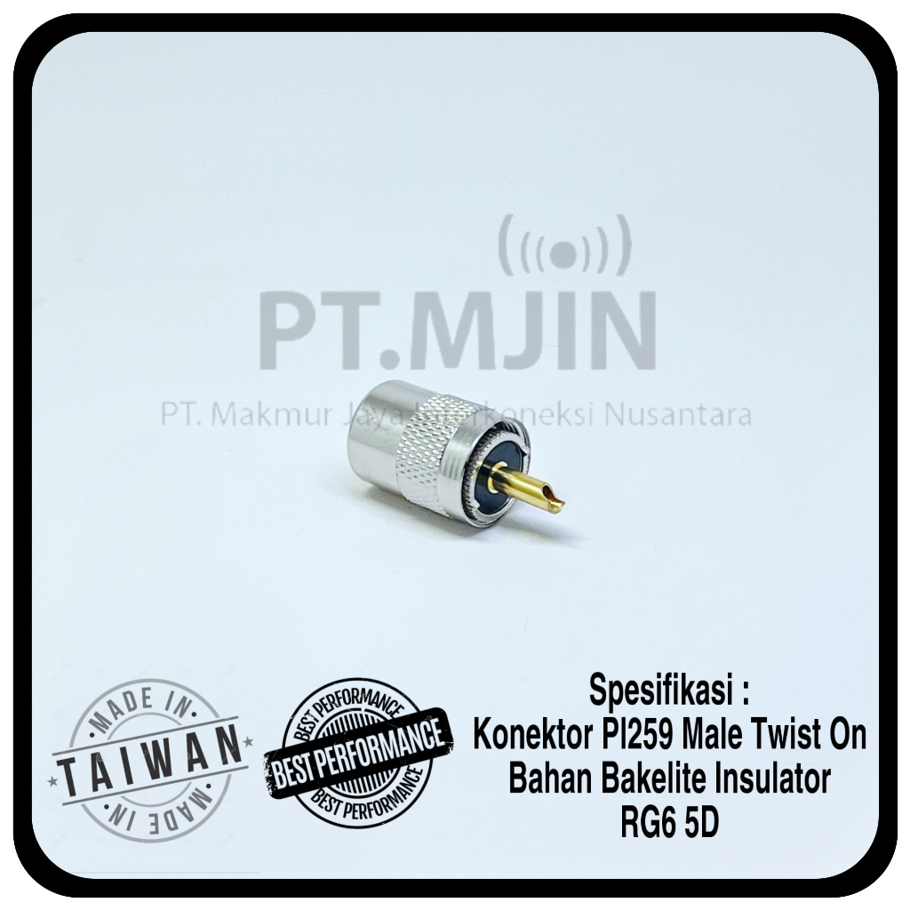 konektpr PL male Rg6 5D insulator hitam goldpin