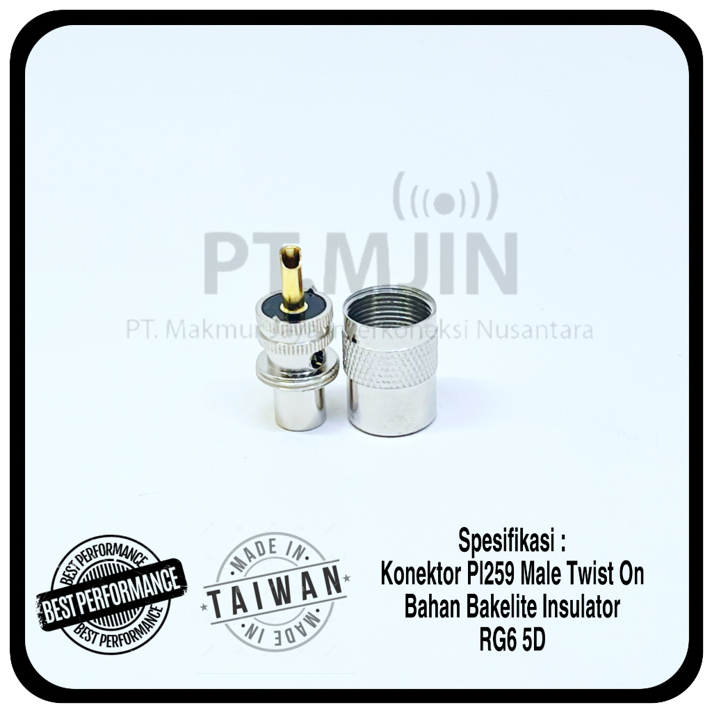 konektpr PL male Rg6 5D insulator hitam goldpin