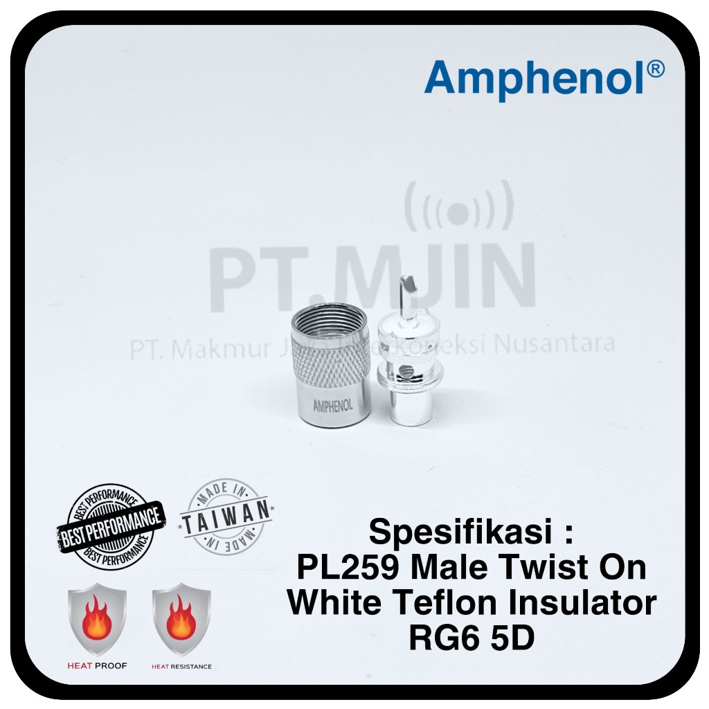 Konektor Pl259 Male Rg5D Amphenol Insulator Teflon Tahan Panas