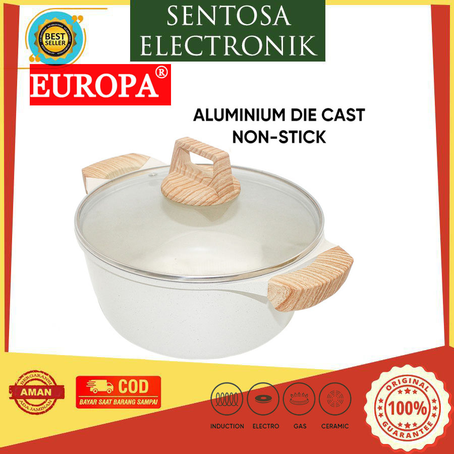 Casserole EUROPA Marble Panci Soup Pot Anti Lengket +Lid