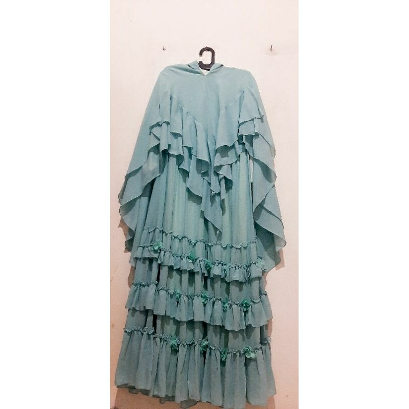 dress set khimar preloved merk wardah by syaidina moeslemah wear size L warna wardah