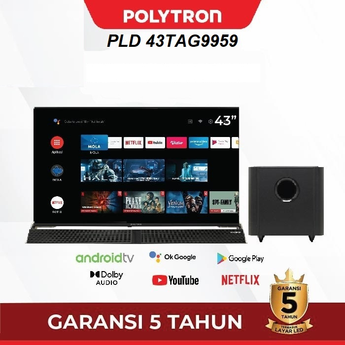 POLYTRON SMART ANDROID TV 43 INCH 43TAG9959 WITH SOUNDBAR