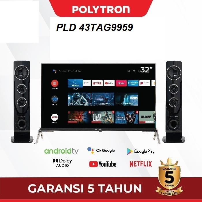 POLYTRON SMART ANDROID TV 43 INCH 43TAG9959 WITH SOUNDBAR