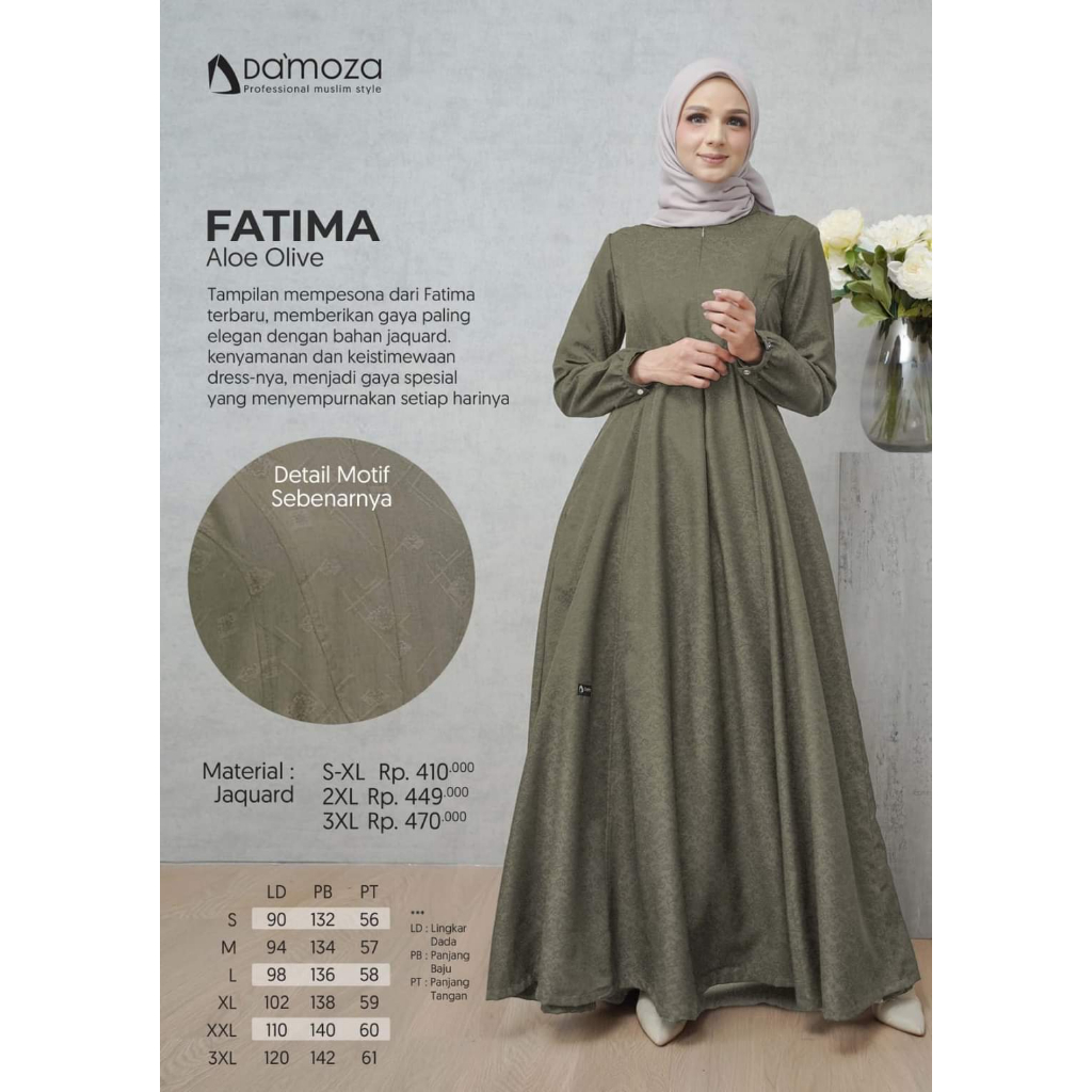 DAMOZA FATIMA/ BAJU GAMIS FATIMA / DAMOZA FATIMA MUTIF/ GAMIS DAMOZA