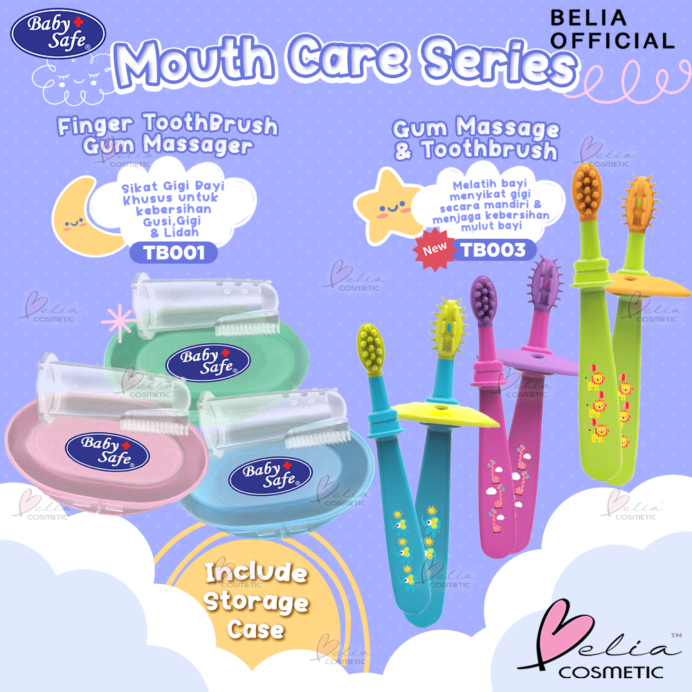 ❤ BELIA ❤ BABY SAFE Finger Toothbrush and Gum Massanger TB001 | Sikat gigi silikon bayi | Silicone | BPOM