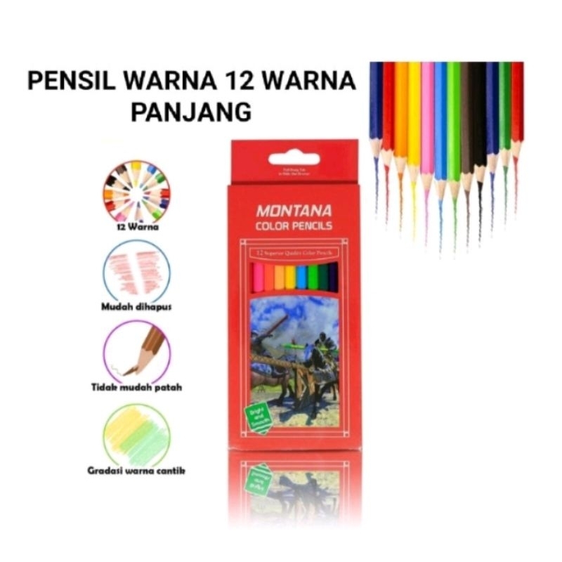 

Pensil Warna Montana 12 Warna Colour Pencils Panjang TH750-12P