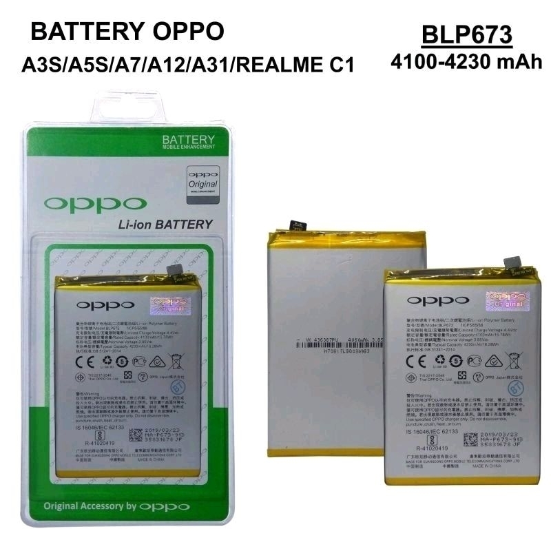 Battery Oppo A3s / A5s / A7 / A12 / A31 / A11k / C1 Original ♧ Blp673