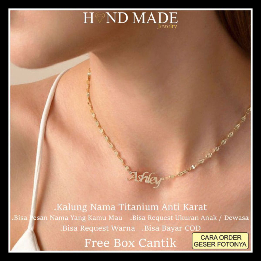 kalung nama titanium anti karat anak dewasa kalungnama aksesoris wanita necklace titanium aksesoris fashion