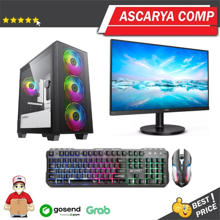 PC GAMING Lengkap INTEL CORE i5 10400F + Monitor 24Inch + Keyboard Mouse Gaming