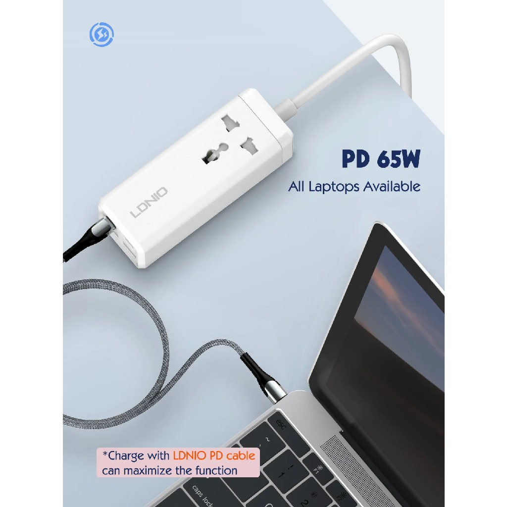 LDNIO SC1418 - Desktop Power Strip 65W MAX - 1 EU Socket and 4 USB - Colokan Ekstension 2 Meter - USB 4 Port dan 1 Socket Listrik