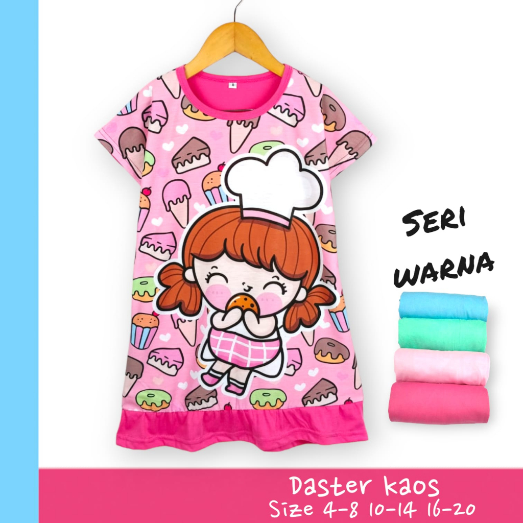 GROSIR 3pcs Daster Printing DnA KIDS/Daster DEDINA/Dress Anak 10-14 (5-7th)/Daster DEDINA/Dress Anak