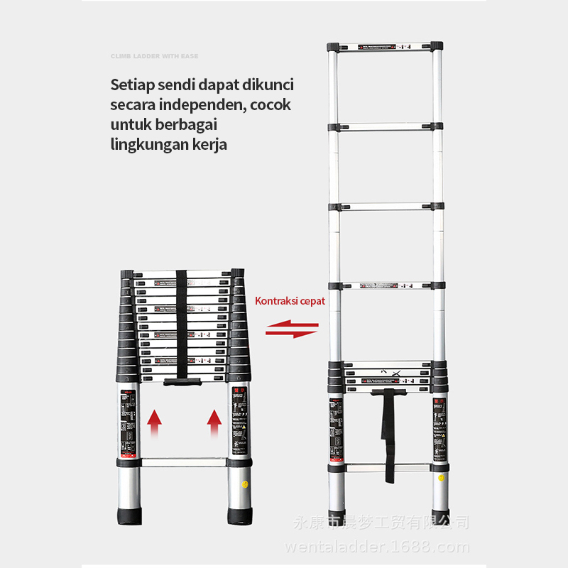 Tangga Lipat Aluminium Teleskopik Double Telescopic Ladder 3.2M/3.8M/5M