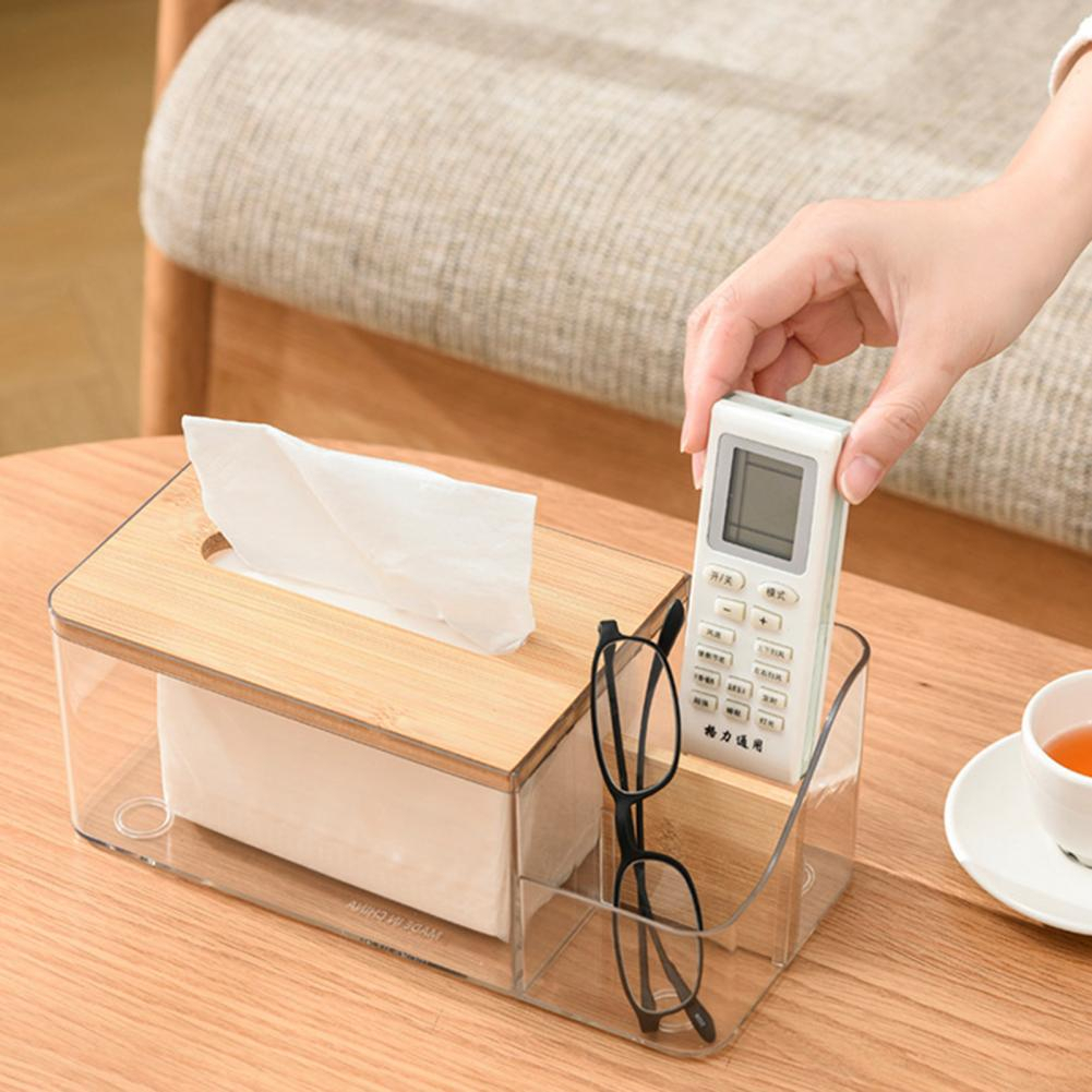 Kotak Tisu Kayu Serbaguna Tissue Box Organizer 25x12x9.5cm - KE25 - Transparent