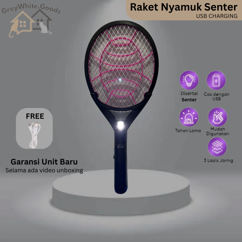 Raket Nyamuk Senter USB 2in1 2 Mode