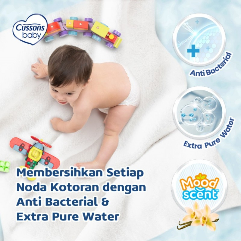 [BPOM] Cussons Baby Wipes Mild Gentle 45's +45s (BELI 1 GRATIS 1) / Cussons Wipes Biru / Tissue Bayi Cusson / MY MOM