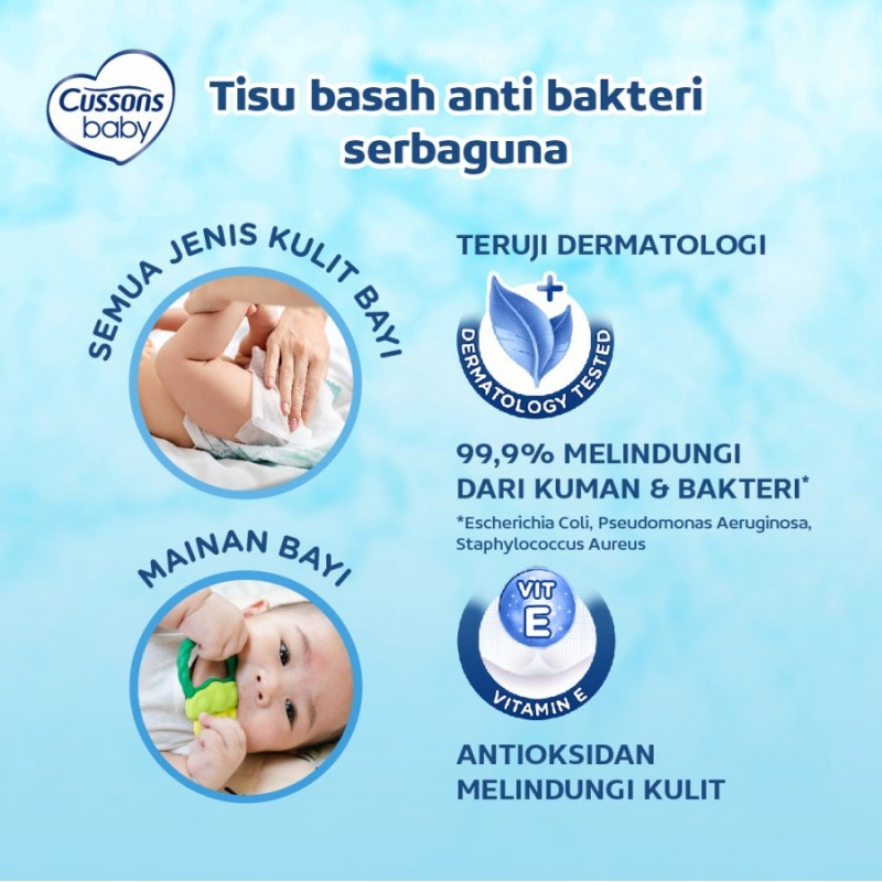 [BPOM] Cussons Baby Wipes Mild Gentle 45's +45s (BELI 1 GRATIS 1) / Cussons Wipes Biru / Tissue Bayi Cusson / MY MOM