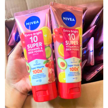 NIVEA Body Serum Extra Bright 10 Super Vitamin &amp; Skin Food + Niacinamide Serum 180ml Nivea Super 10 180ml nivea 180ml super