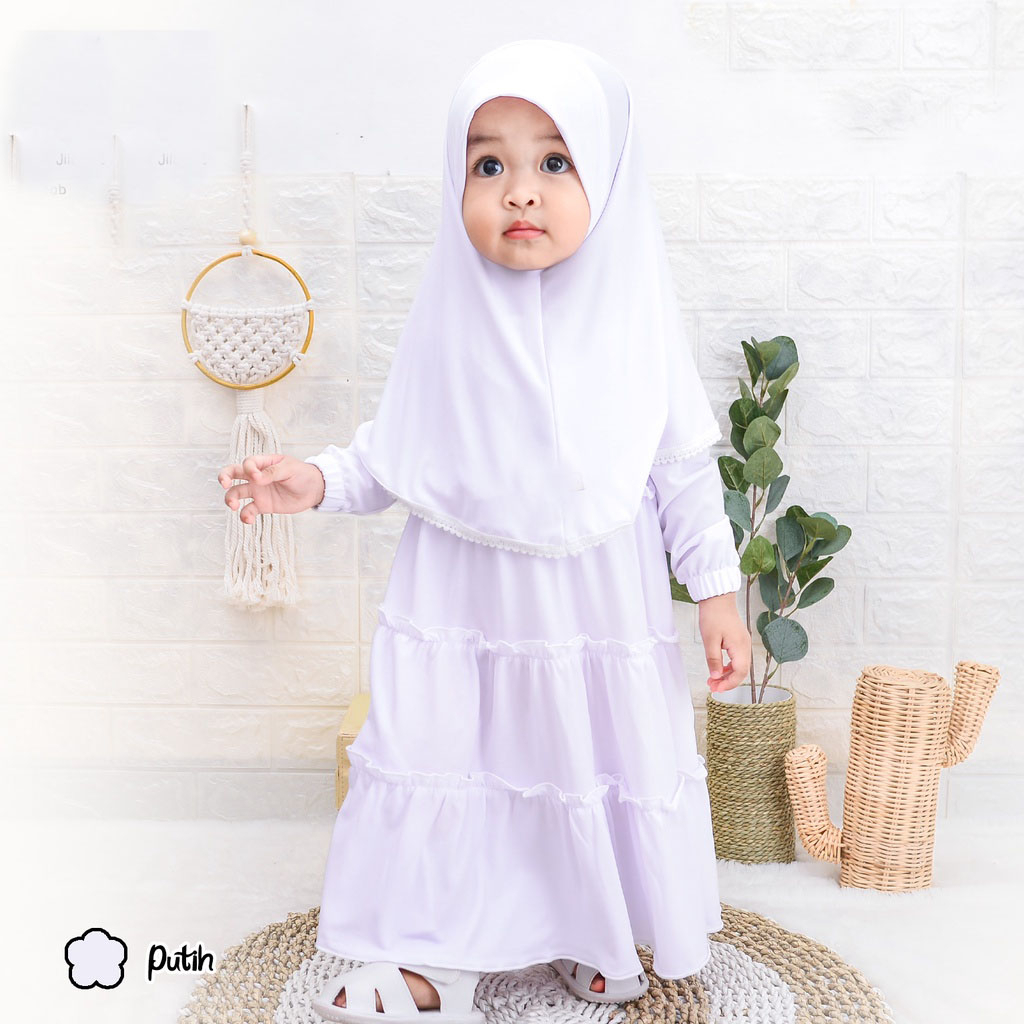 GAMIS ANAK PUTIH RENDA / GAMIS ANAK PUTIH / DRES ANAK / DRESS ANAK PUTIH / GAMIS ANAK / SET HIJAB
