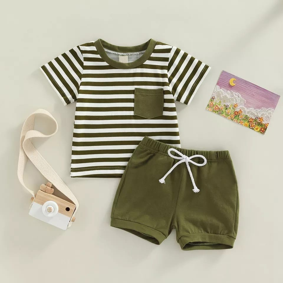 Setelan Anak Summer Stripe - Kaos dan Celana Anak Seri Salur